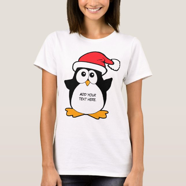 Niedliche Weihnachtspenguin-Gewohnheit T-Shirt (Vorderseite)