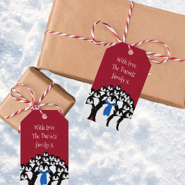 Niedliche Weihnachtspenguin-Monogram-Geschenkmarke Geschenkanhänger