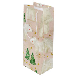 Niedliche Weihnachtspolarbären in Evergreen Forest Geschenktüte Für Weinflaschen