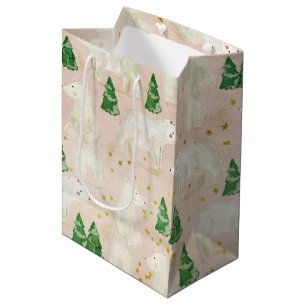 Niedliche Weihnachtspolarbären in Evergreen Forest Mittlere Geschenktüte