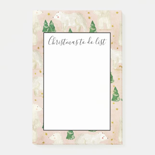 Niedliche Weihnachtspolsterbärchen - Weihnachtslis Post-it Klebezettel (Vorderseite)