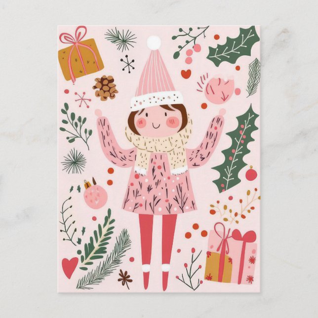 Niedliche Weihnachtspostkarte Postkarte (Vorderseite)