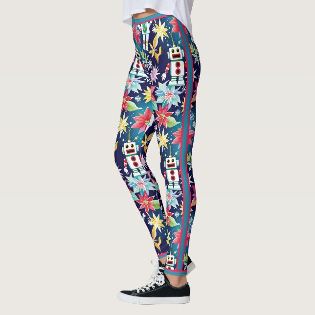 Niedliche Weihnachtsroboter Leggings (Links)
