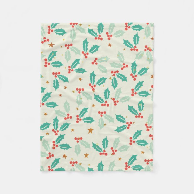 Niedliche Weihnachtsrot und grüne Mistletoe Fleecedecke (Vorderseite)