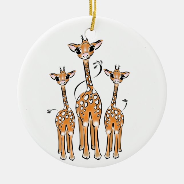 Niedliche Weihnachtssafari Keramik Ornament (Vorne)