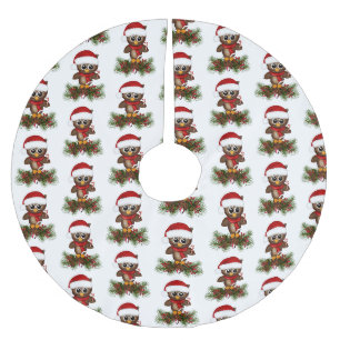Niedliche Weihnachtsschale auf dem Kiefernzweigroc Polyester Weihnachtsbaumdecke
