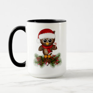 Niedliche Weihnachtsschale auf Kiefernzweig Tasse