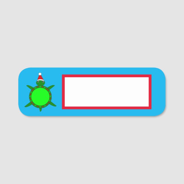 Niedliche Weihnachtsschildkröte mit blühender Musc Namensschild (Vorderseite)