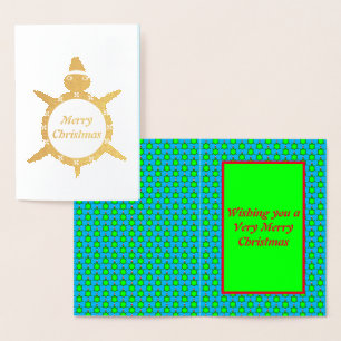 Niedliche Weihnachtsschildkröte mit Blumenmotiv-Mu Folienkarte