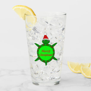 Niedliche Weihnachtsschildkröte mit Blumenmotiv-Mu Glas