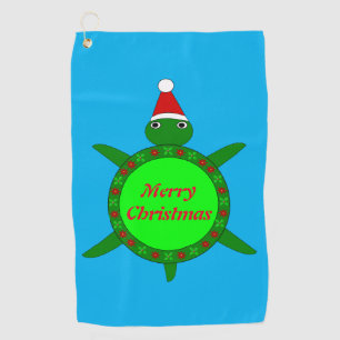 Niedliche Weihnachtsschildkröte mit Blumenmotiv-Mu Golfhandtuch