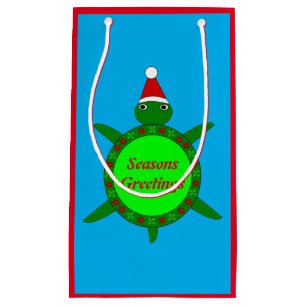 Niedliche Weihnachtsschildkröte mit Blumenmotiv-Mu Kleine Geschenktüte