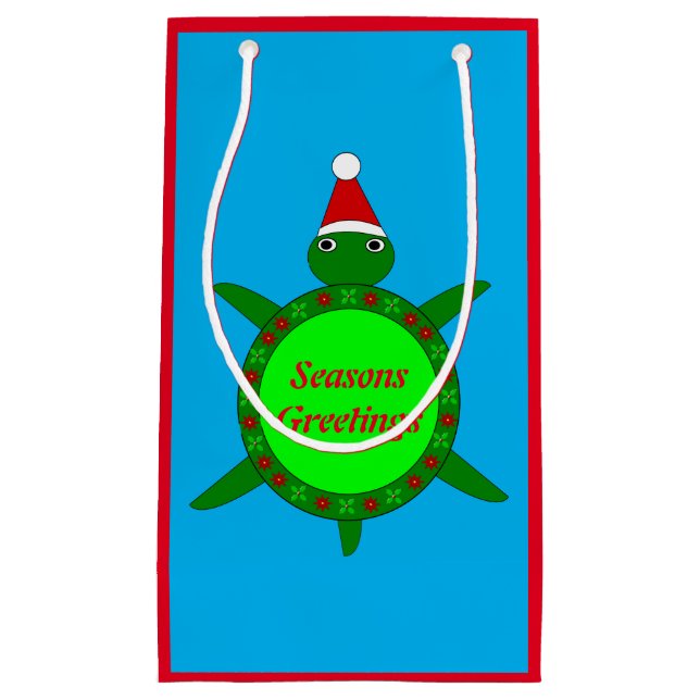 Niedliche Weihnachtsschildkröte mit Blumenmotiv-Mu Kleine Geschenktüte (Vorderseite)