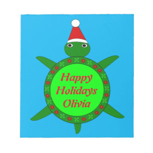 Niedliche Weihnachtsschildkröte mit Blumenmotiv-Mu Notizblock