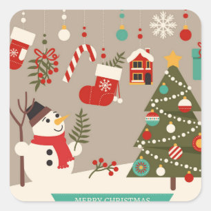 Niedliche Weihnachtsschmuck Quadratischer Aufkleber