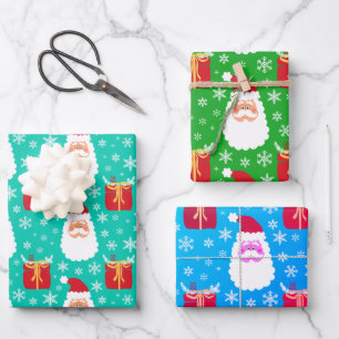Niedliche Weihnachtsschneeflocken & -geschenke Wra Geschenkpapier Set
