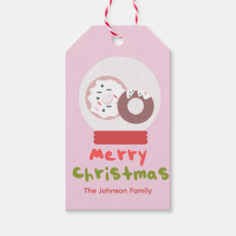 Niedliche Weihnachtsschneeglobe Donuts Pink-Famili Geschenkanhänger