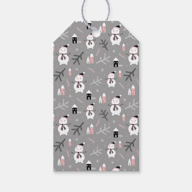 Niedliche Weihnachtsschneemännchen-Tags Geschenkanhänger (Vorderseite)