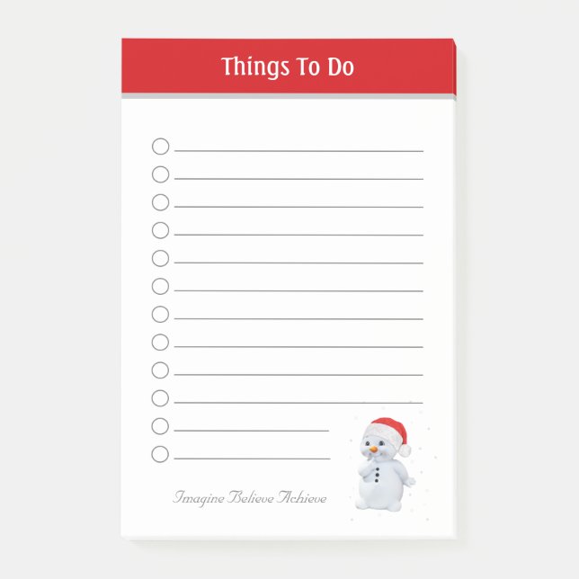 Niedliche Weihnachtsschneemännchen tun Nachmitteil Post-it Klebezettel (Vorderseite)