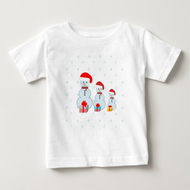 Niedliche Weihnachtsschneemänner Baby T-shirt (Vorderseite)