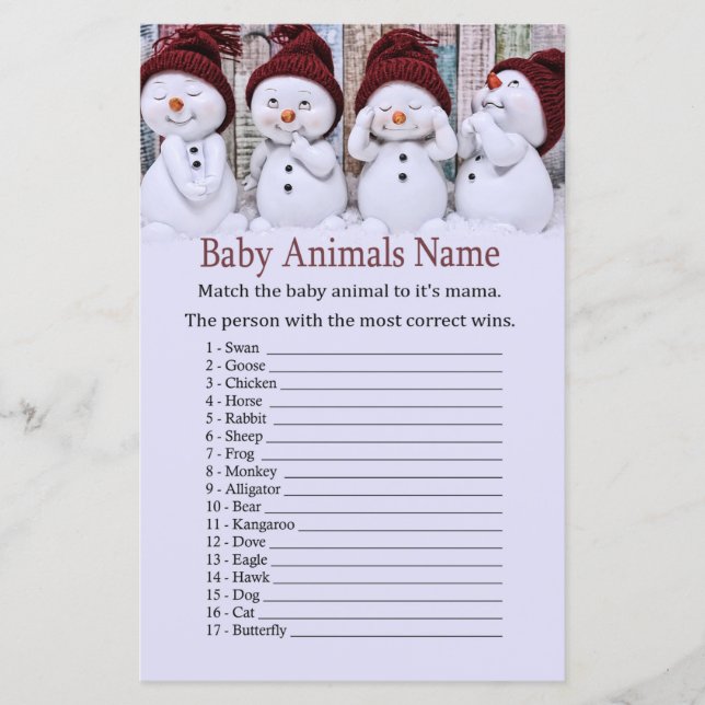 Niedliche Weihnachtsschneemänner Baby Tiere Name G (Vorderseite)