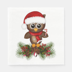 Niedliche Weihnachtsschüssel auf Kiefernzweig Napk Serviette