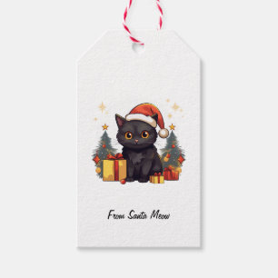 Niedliche Weihnachtsschwarze Katze Geschenkanhänger
