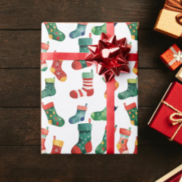 Niedliche Weihnachtssocken Strümpfe Aquarell Geschenkpapier
