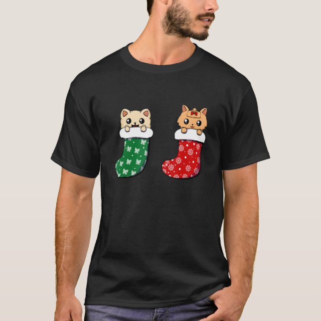 Niedliche Weihnachtssocken Weihnachten Weihnachten T-Shirt (Vorderseite)