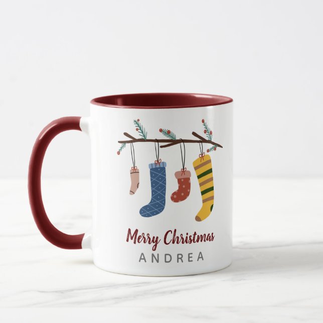 Niedliche Weihnachtssocken Weihnachtsgeschenk Tasse (Links)