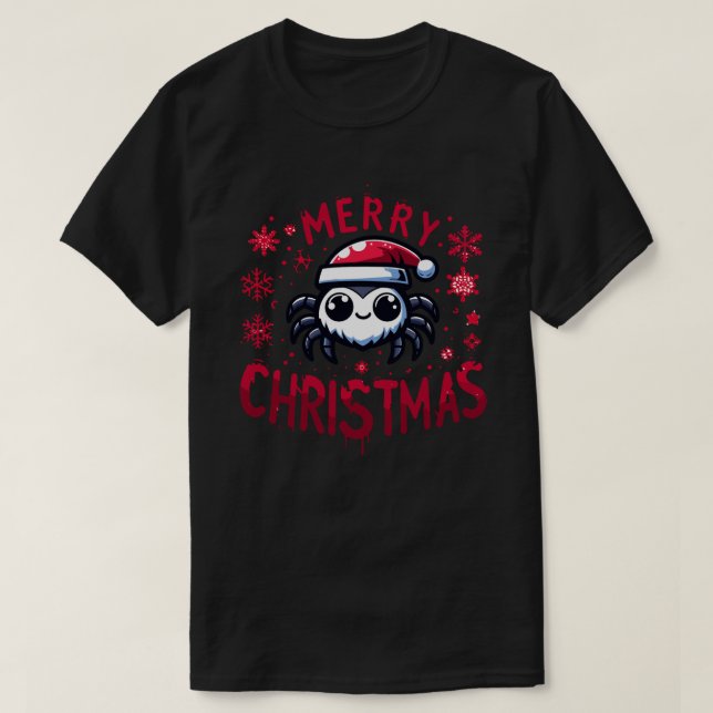 Niedliche Weihnachtsspinne T-Shirt (Design vorne)