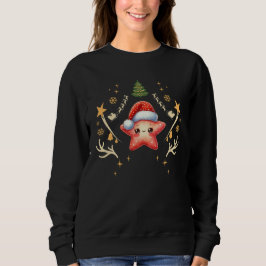 Niedliche Weihnachtssternfische Weihnachtsmannmütz Sweatshirt
