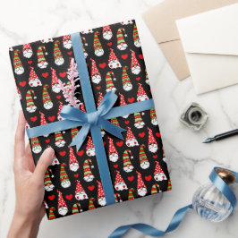 Niedliche Weihnachtsstrümpfe, Schwarzer Roter Herz Geschenkpapier