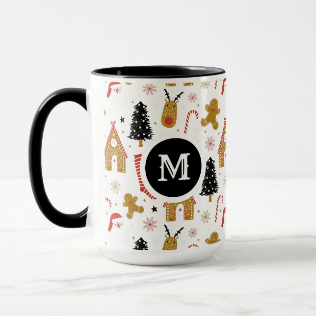 Niedliche Weihnachtssymbole Muster Tasse (Links)