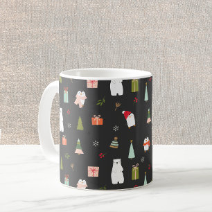 Niedliche Weihnachtssymbole Schwarz Kaffeetasse
