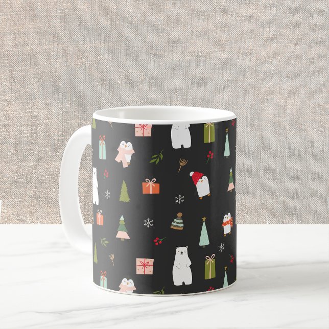 Niedliche Weihnachtssymbole Schwarz Kaffeetasse (Von Creator hochgeladen)