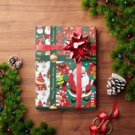 Niedliche Weihnachtsszenen mit Text Geschenkpapier