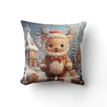Niedliche Weihnachtsszenen werfen Kissen