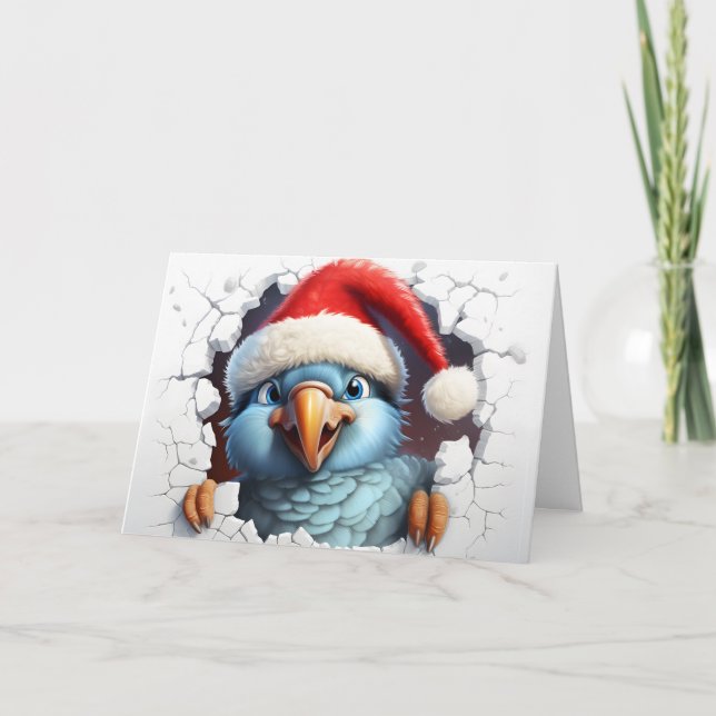 Niedliche Weihnachtstiere 3D Parrot Gruß Karte (Vorderseite)