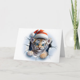 Niedliche Weihnachtstiere 3D Tiger Gruß Karte