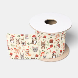Niedliche Weihnachtstiere Holiday Ribbon Satinband