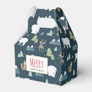 Niedliche Weihnachtstiere Rustikales Muster Geschenkschachtel