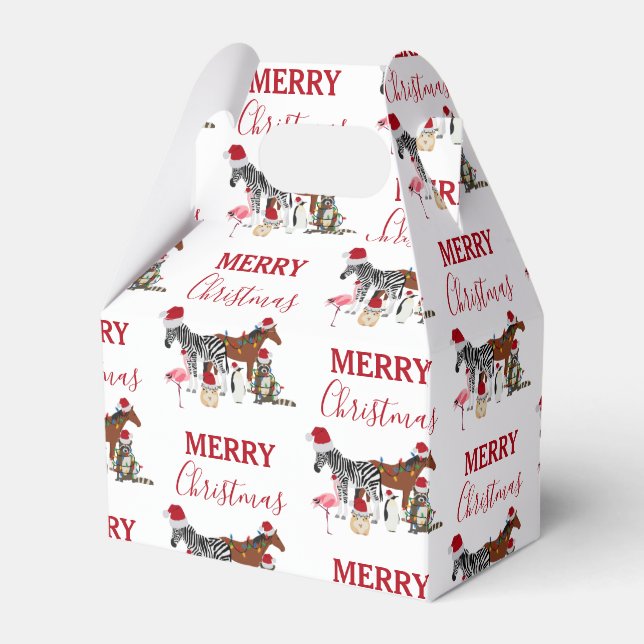 Niedliche Weihnachtstiere Weihnachtsmannmützen Lig Geschenkschachtel (Vorderseite)