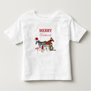 Niedliche Weihnachtstiere Weihnachtsmannmützen Lig Kleinkind T-shirt