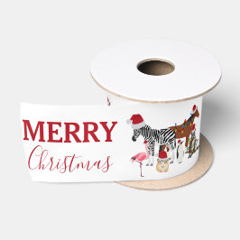 Niedliche Weihnachtstiere Weihnachtsmannmützen Lig Satinband