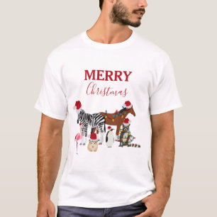 Niedliche Weihnachtstiere Weihnachtsmannmützen Lig T-Shirt