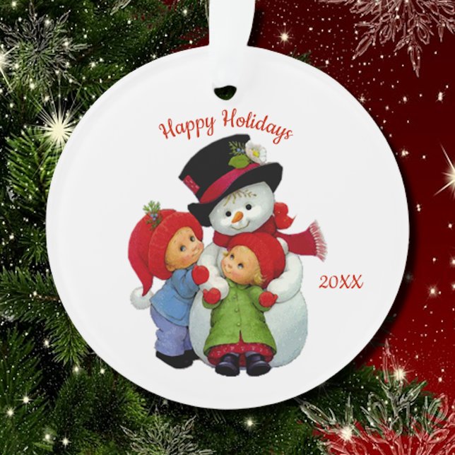 Niedliche Weihnachtstots mit Frau Snowman Acrylic Ornament (Von Creator hochgeladen)