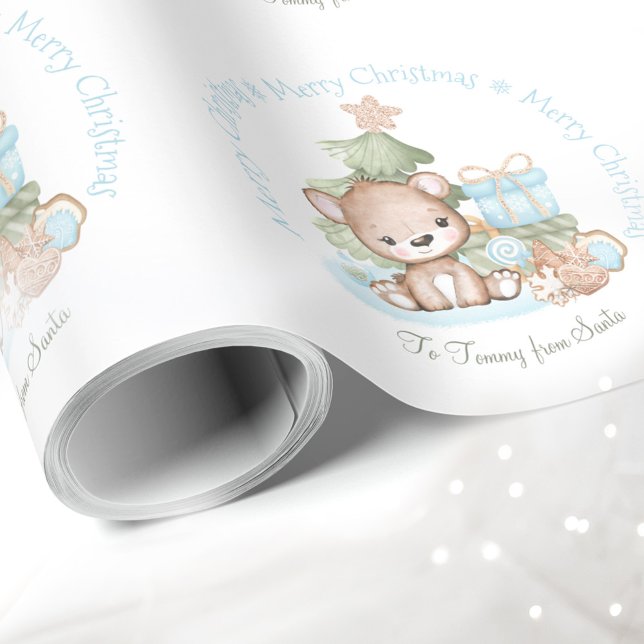 Niedliche Weihnachtsverpackung für Baby Boy Name Geschenkpapier (Cute Christmas wrapping paper for Baby Boy name)