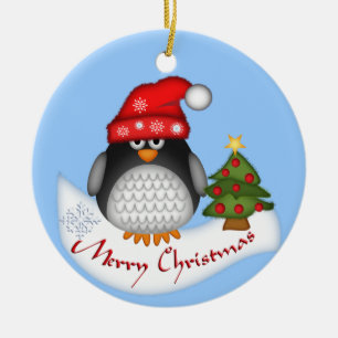 Niedliche Weihnachtsverzierung mit Penguin und Keramik Ornament