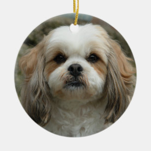 Niedliche Weihnachtsverzierung Shih Tzu Keramikornament